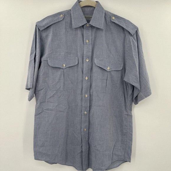 Other - Casual Short-Sleeve Chambray Shirt - Light Blue